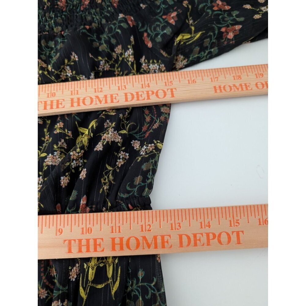 Jealous Tomato Floral Off Shoulder Maxi Dress Womens Size Small Black Front Slit - Picture 12 of 12